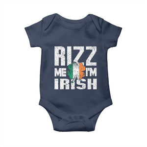 Funny Rizz Me I'm Irish Baby Onesie St Patrick's Day Vintage Ireland Flag TS11 Navy Print Your Wear
