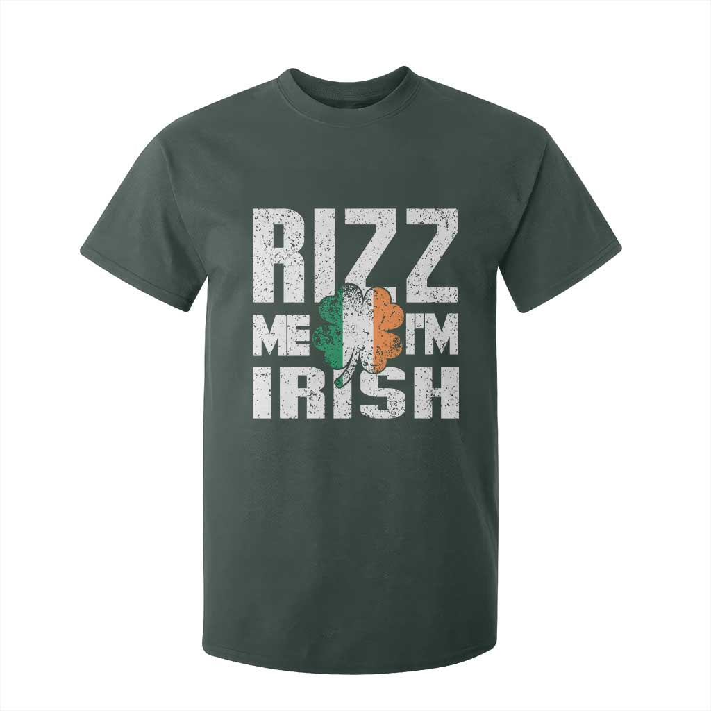 Funny Rizz Me I'm Irish T Shirt For Kid St Patrick's Day Vintage Ireland Flag TS11 Dark Forest Green Print Your Wear