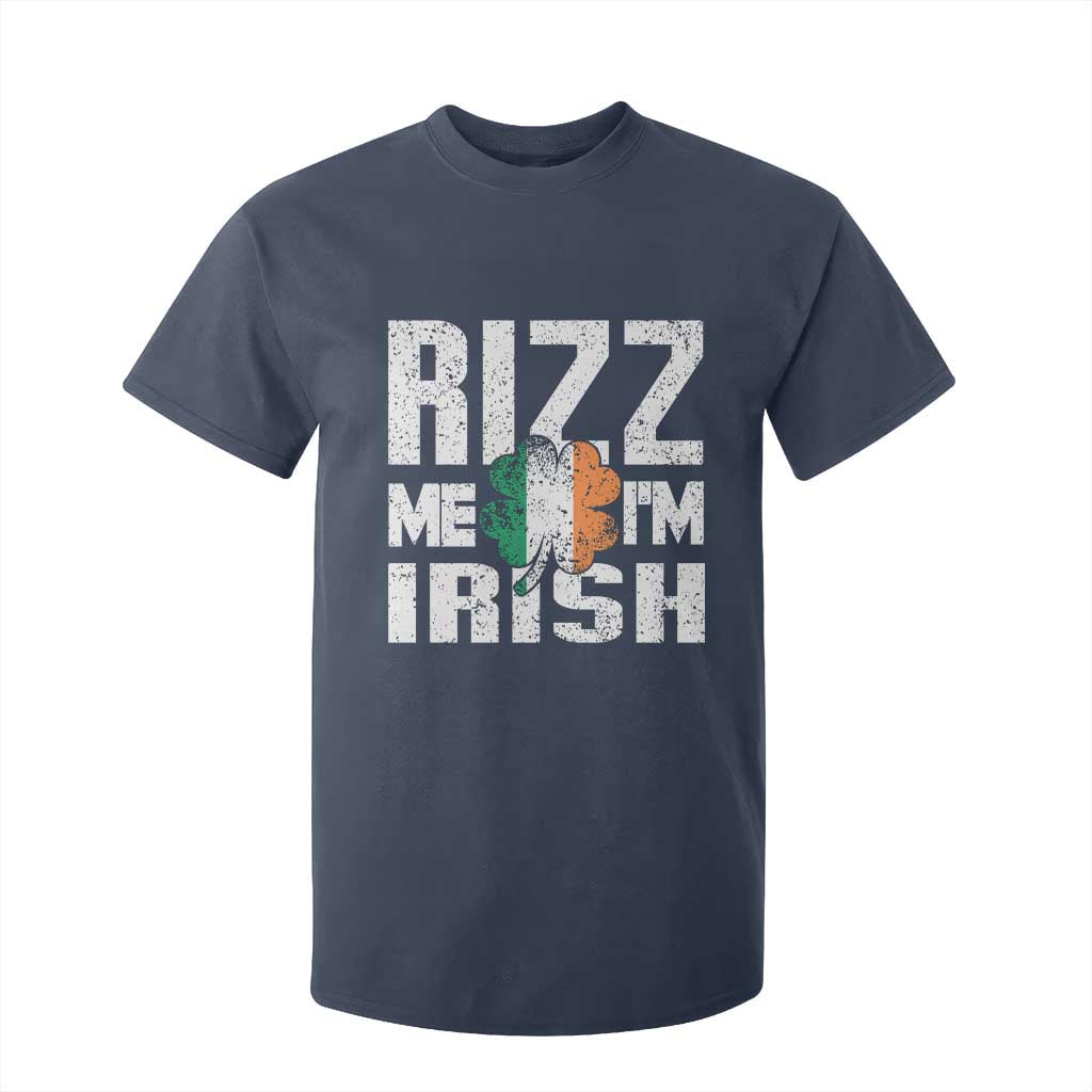 Funny Rizz Me I'm Irish T Shirt For Kid St Patrick's Day Vintage Ireland Flag TS11 Navy Print Your Wear