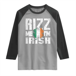 Funny Rizz Me I'm Irish Raglan Shirt St Patrick's Day Vintage Ireland Flag TS11 Sport Gray Black Print Your Wear