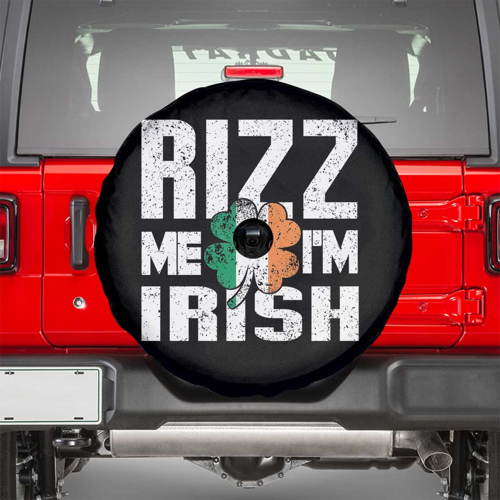 Funny Rizz Me I'm Irish Spare Tire Cover St Patrick's Day Vintage Ireland Flag TS11 Black Print Your Wear