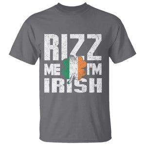 Funny Rizz Me I'm Irish T Shirt St Patrick's Day Vintage Ireland Flag TS11 Charcoal Print Your Wear