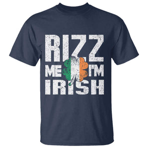 Funny Rizz Me I'm Irish T Shirt St Patrick's Day Vintage Ireland Flag TS11 Navy Print Your Wear