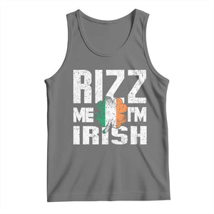 Funny Rizz Me I'm Irish Tank Top St Patrick's Day Vintage Ireland Flag TS11 Black Heather Print Your Wear