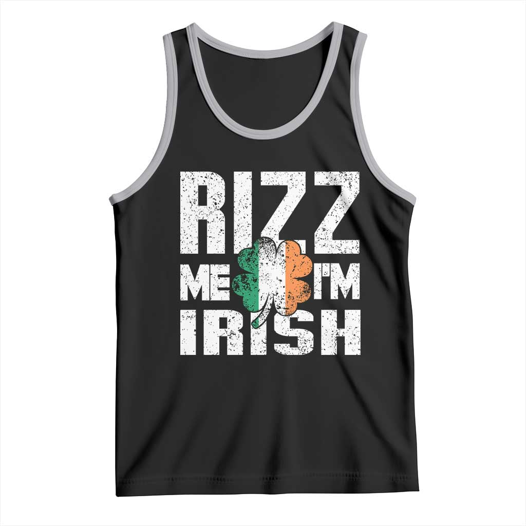Funny Rizz Me I'm Irish Tank Top St Patrick's Day Vintage Ireland Flag TS11 Black Athletic Heather Print Your Wear