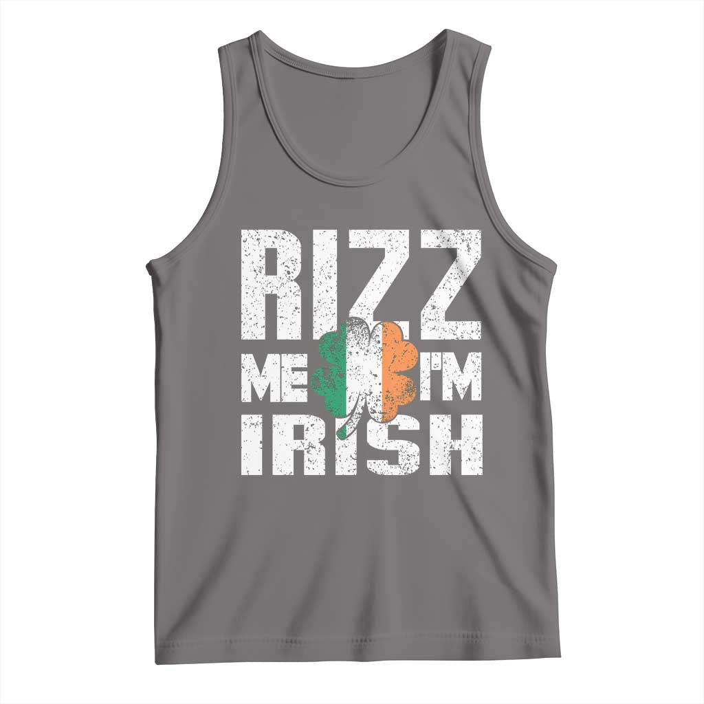 Funny Rizz Me I'm Irish Tank Top St Patrick's Day Vintage Ireland Flag TS11 Deep Heather Print Your Wear