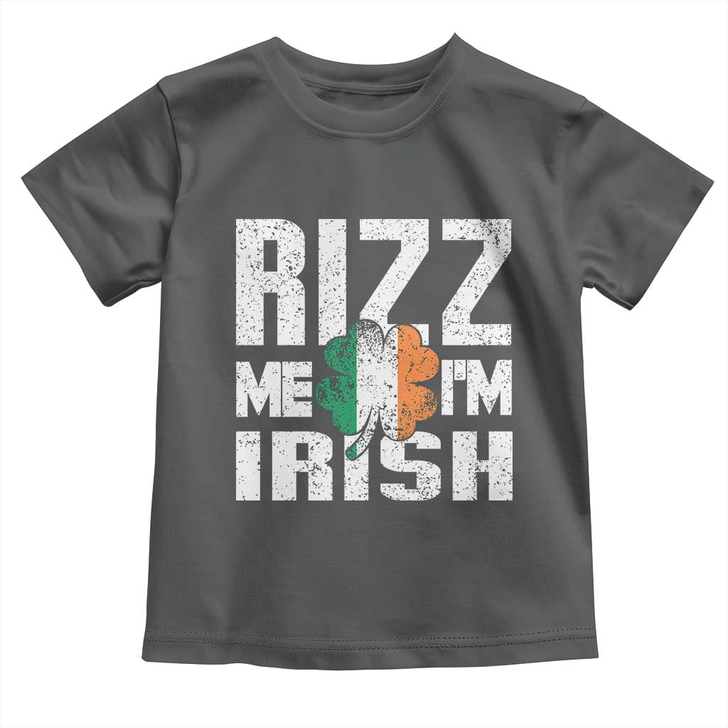 Funny Rizz Me I'm Irish Toddler T Shirt St Patrick's Day Vintage Ireland Flag TS11 Dark Heather Print Your Wear