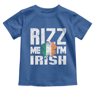 Funny Rizz Me I'm Irish Toddler T Shirt St Patrick's Day Vintage Ireland Flag TS11 Royal Blue Print Your Wear