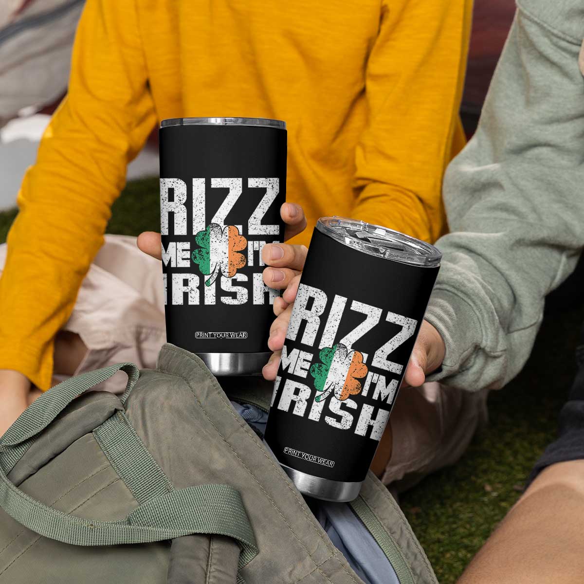 Funny Rizz Me I'm Irish Tumbler Cup St Patrick's Day Vintage Ireland Flag TS11 Print Your Wear