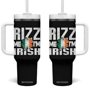 Funny Rizz Me I'm Irish Tumbler With Handle St Patrick's Day Vintage Ireland Flag TS11 One Size: 40 oz Black Print Your Wear