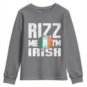Funny Rizz Me I'm Irish Youth Sweatshirt St Patrick's Day Vintage Ireland Flag TS11 Charcoal Print Your Wear