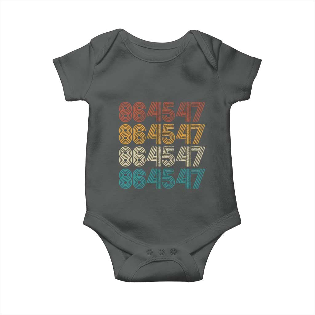 Funny Vintage 80s Style 86 45 47 Retro Stripes Baby Onesie TS11 Dark Heather Print Your Wear