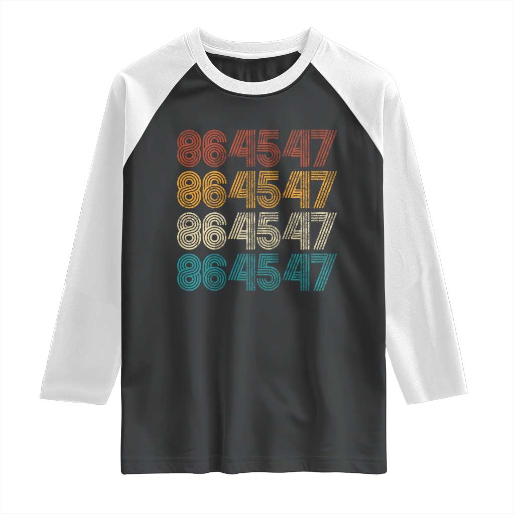 Funny Vintage 80s Style 86 45 47 Retro Stripes Raglan Shirt TS11 Black White Print Your Wear