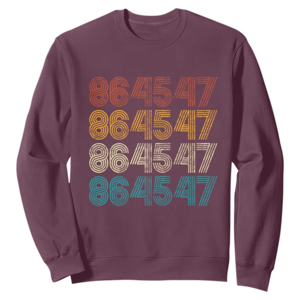 Funny Vintage 80s Style 86 45 47 Retro Stripes Sweatshirt TS11 Maroon Print Your Wear
