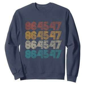 Funny Vintage 80s Style 86 45 47 Retro Stripes Sweatshirt TS11 Navy Print Your Wear