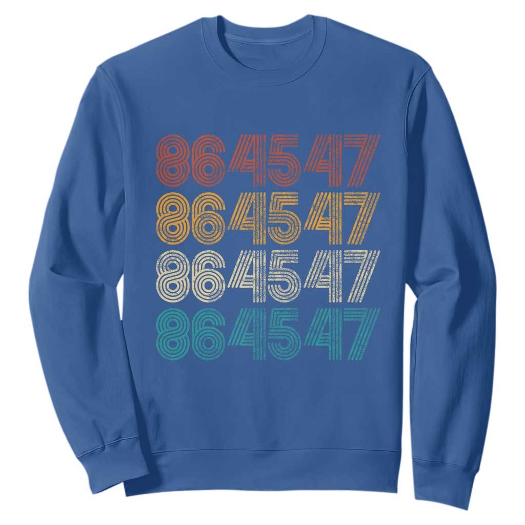 Funny Vintage 80s Style 86 45 47 Retro Stripes Sweatshirt TS11 Royal Blue Print Your Wear