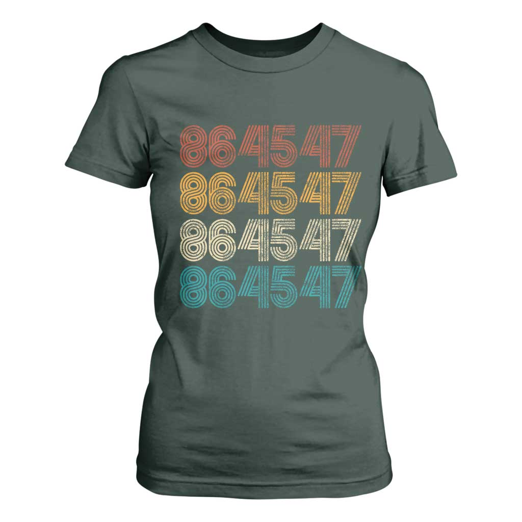 Funny Vintage 80s Style 86 45 47 Retro Stripes T Shirt For Women TS11 Dark Forest Green Print Your Wear