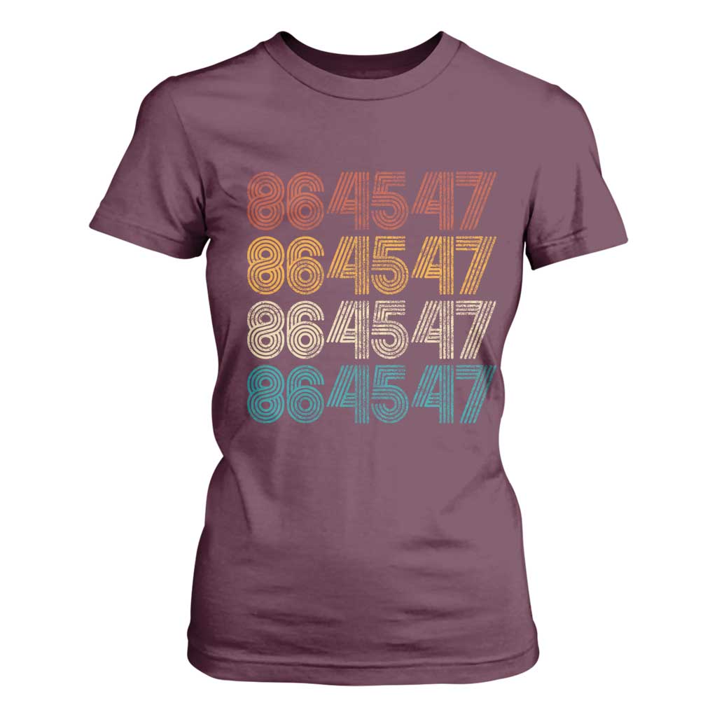 Funny Vintage 80s Style 86 45 47 Retro Stripes T Shirt For Women TS11 Maroon Print Your Wear