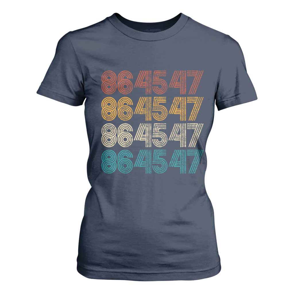 Funny Vintage 80s Style 86 45 47 Retro Stripes T Shirt For Women TS11 Navy Print Your Wear
