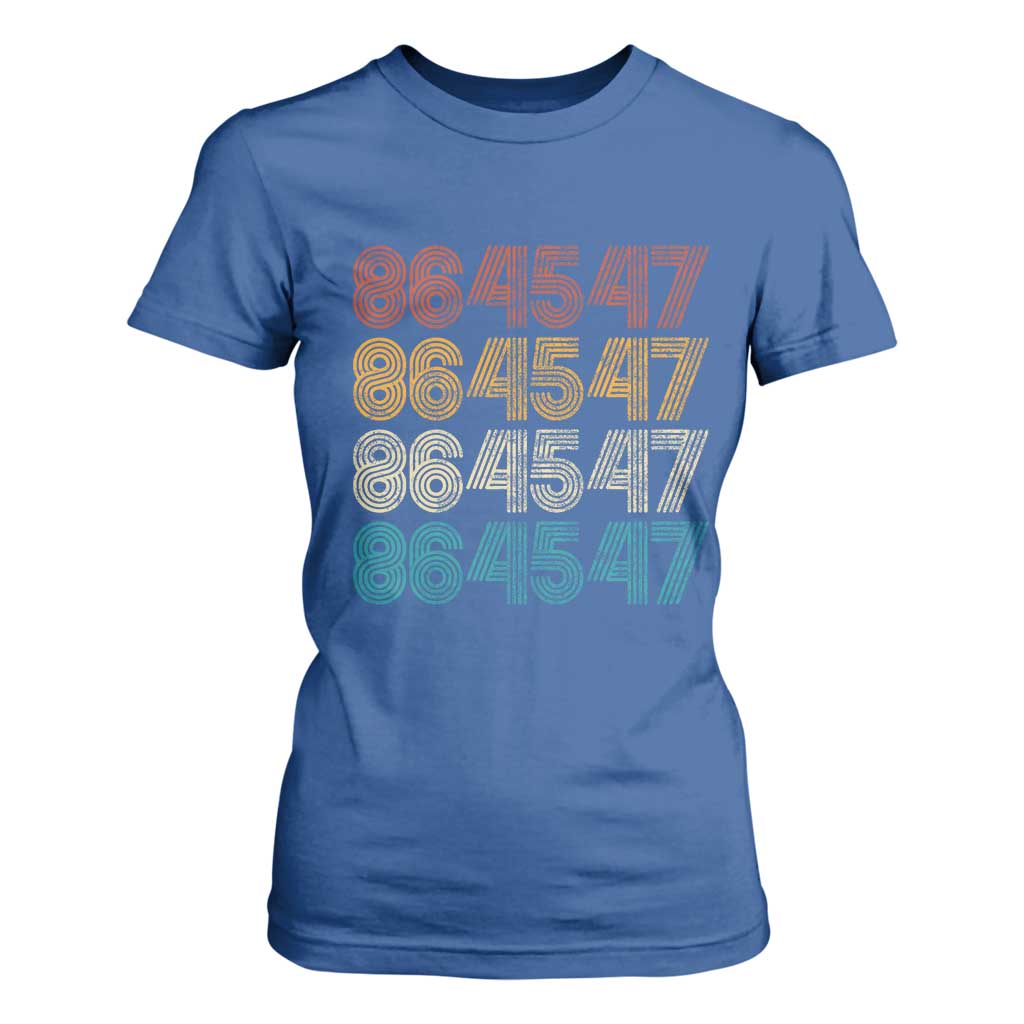 Funny Vintage 80s Style 86 45 47 Retro Stripes T Shirt For Women TS11 Royal Blue Print Your Wear