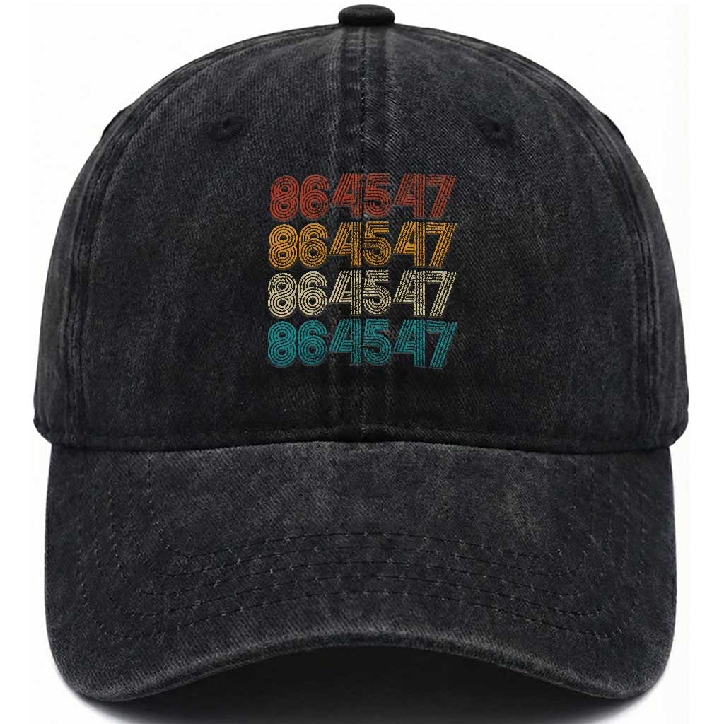 Funny Vintage 80s Style 86 45 47 Retro Stripes Washed Cotton Baseball Cap TS11 Print Your Wear