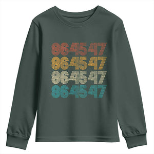 Funny Vintage 80s Style 86 45 47 Retro Stripes Youth Sweatshirt TS11 Dark Forest Green Print Your Wear