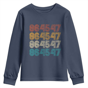 Funny Vintage 80s Style 86 45 47 Retro Stripes Youth Sweatshirt TS11 Navy Print Your Wear
