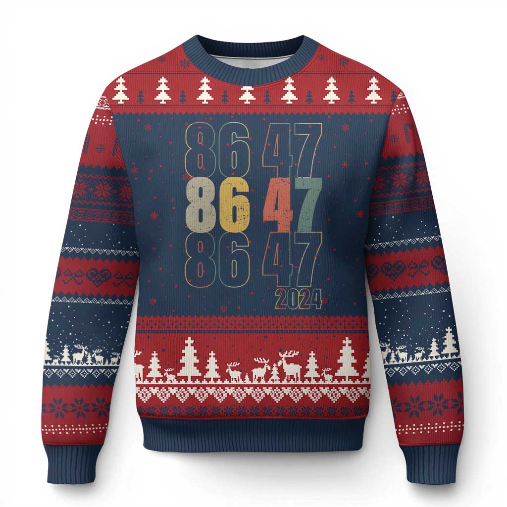 Funny Vintage 80s Style 86 47 2024 Retro Ugly Christmas Sweater TS11 Navy Red Print Your Wear