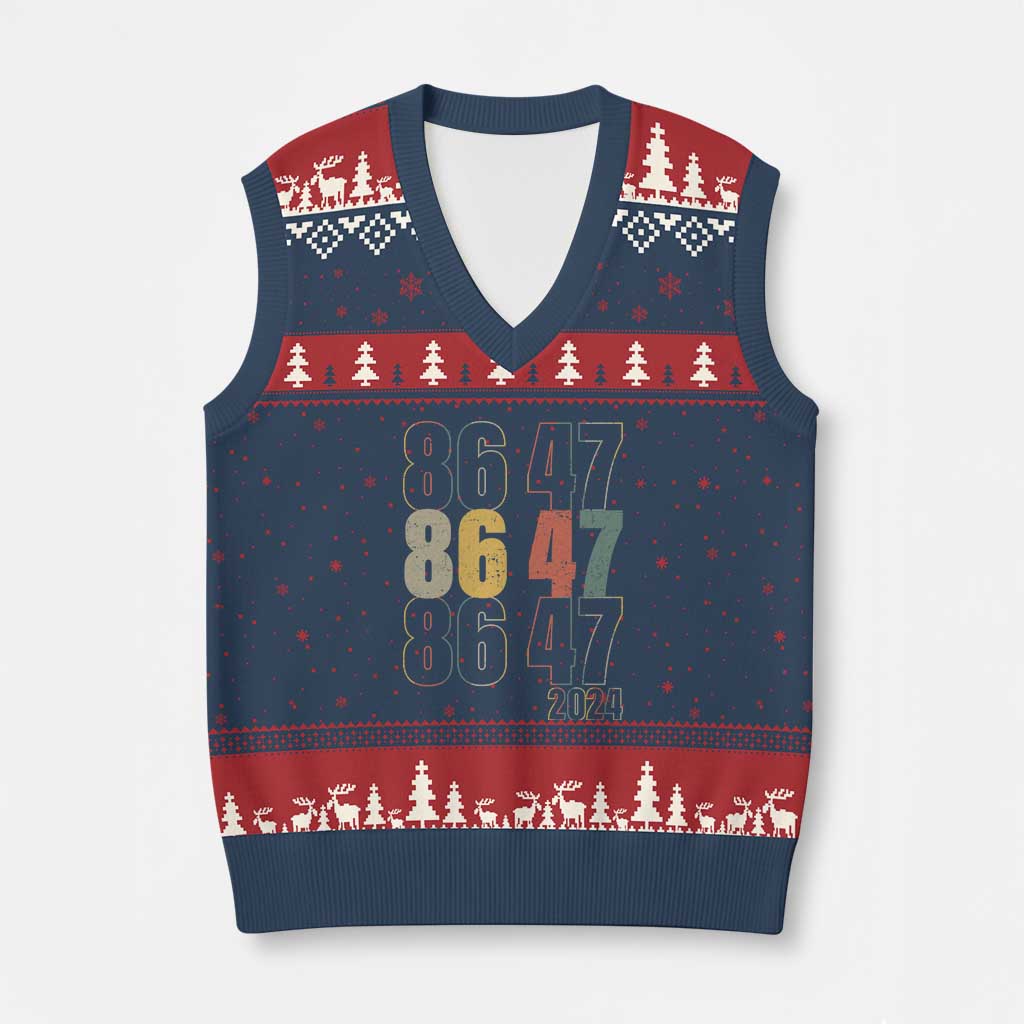 Funny Vintage 80s Style 86 47 2024 Retro V-Neck Knit Sweater Vest TS11 Navy Red Print Your Wear