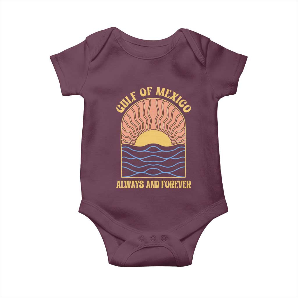 Gulf Of Mexico Always And Forever Baby Onesie Retro Beach Sunset TS11 Maroon Print Your Wear
