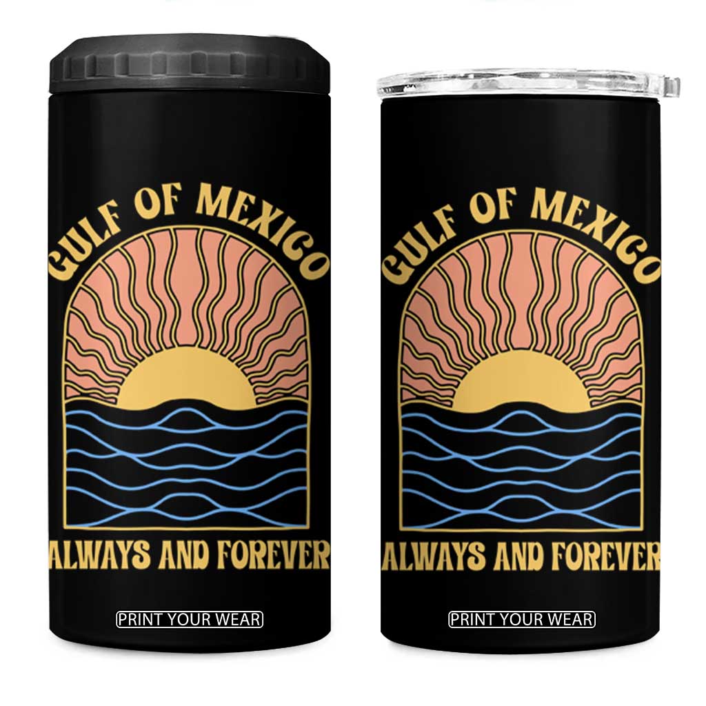 Gulf Of Mexico Always And Forever 4 in 1 Can Cooler Tumbler Retro Beach Sunset TS11 One Size: 16 oz Black Print Your Wear