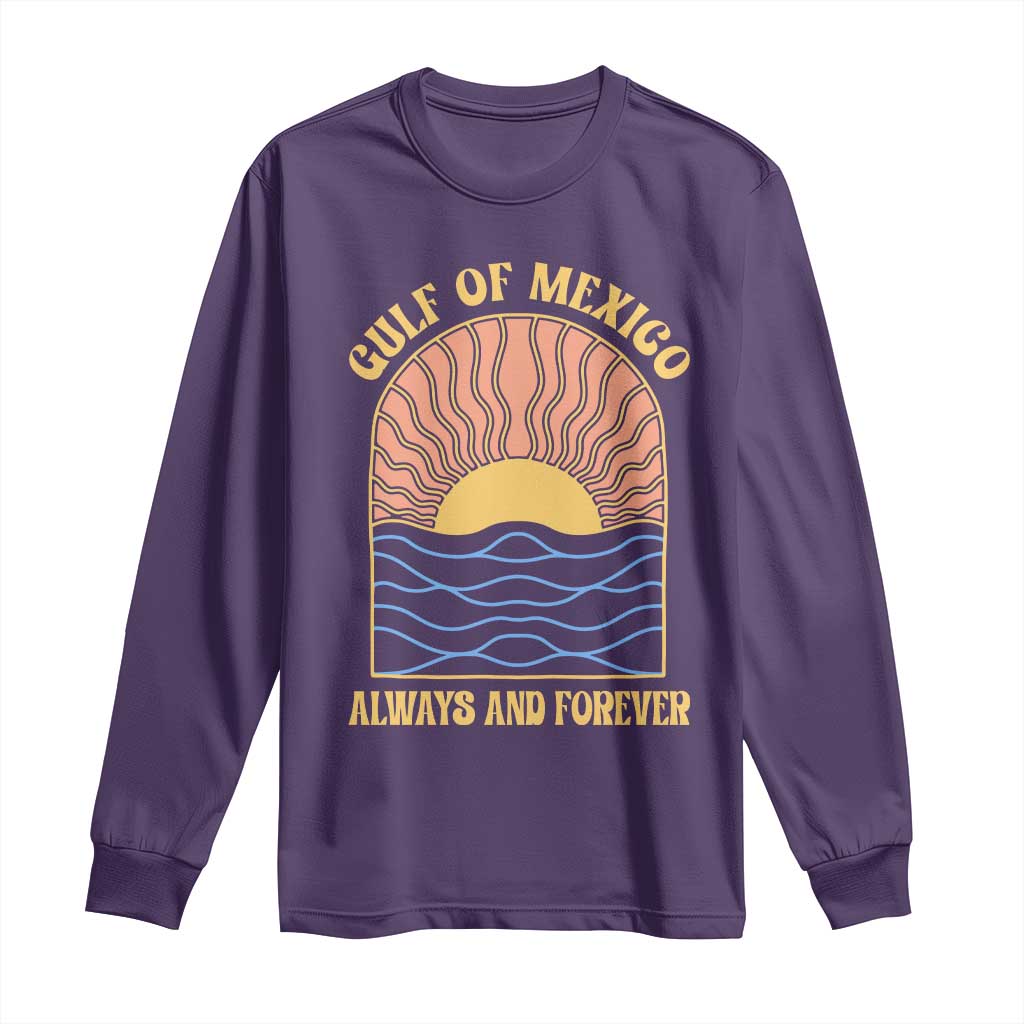 Gulf Of Mexico Always And Forever Long Sleeve Shirt Retro Beach Sunset TS11 Purple Print Your Wear