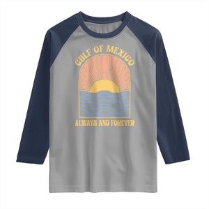 Gulf Of Mexico Always And Forever Raglan Shirt Retro Beach Sunset TS11 Sport Gray Navy Print Your Wear