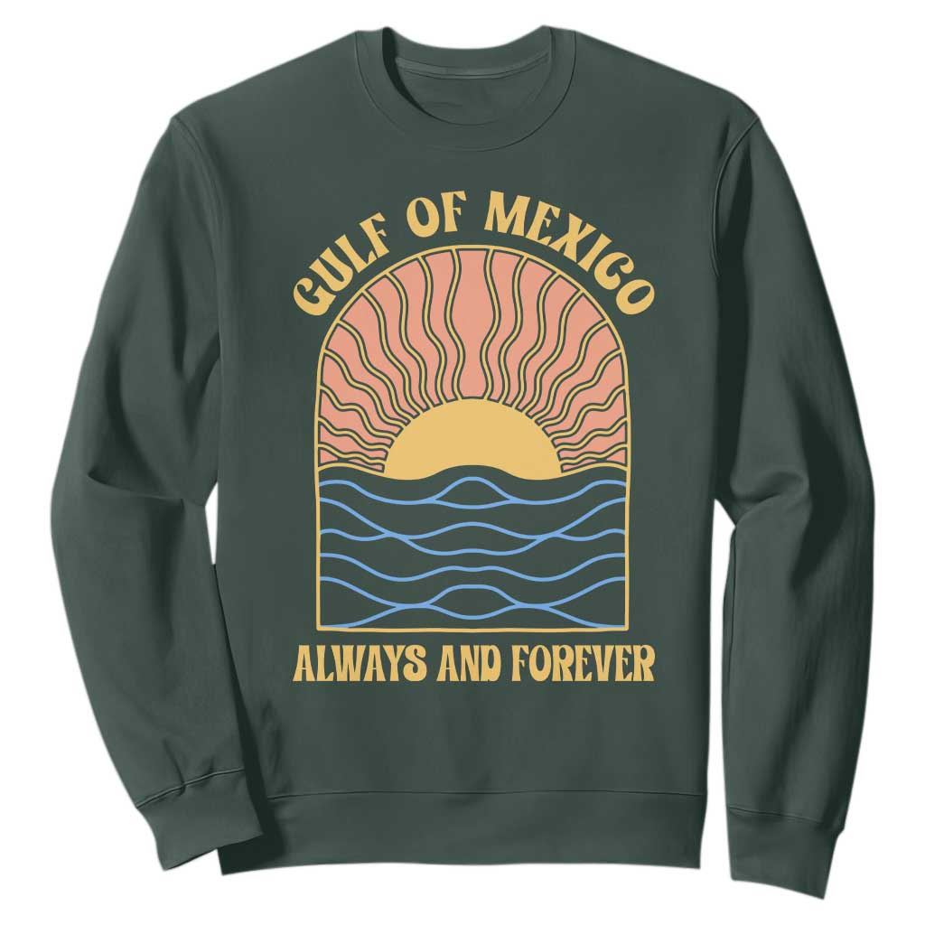 Gulf Of Mexico Always And Forever Sweatshirt Retro Beach Sunset TS11 Dark Forest Green Print Your Wear