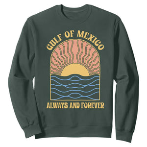 Gulf Of Mexico Always And Forever Sweatshirt Retro Beach Sunset TS11 Dark Forest Green Print Your Wear
