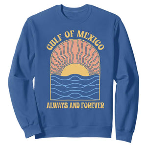 Gulf Of Mexico Always And Forever Sweatshirt Retro Beach Sunset TS11 Royal Blue Print Your Wear