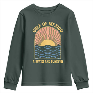 Gulf Of Mexico Always And Forever Youth Sweatshirt Retro Beach Sunset TS11 Dark Forest Green Print Your Wear