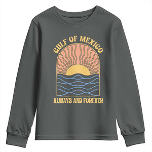 Gulf Of Mexico Always And Forever Youth Sweatshirt Retro Beach Sunset TS11 Dark Heather Print Your Wear