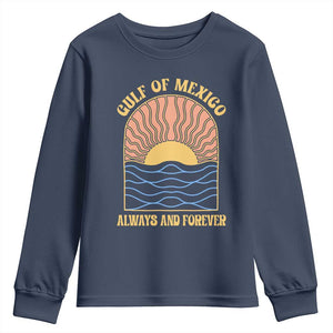Gulf Of Mexico Always And Forever Youth Sweatshirt Retro Beach Sunset TS11 Navy Print Your Wear