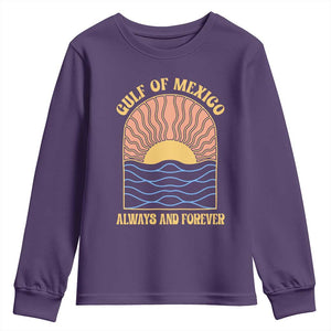 Gulf Of Mexico Always And Forever Youth Sweatshirt Retro Beach Sunset TS11 Purple Print Your Wear