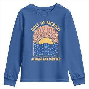 Gulf Of Mexico Always And Forever Youth Sweatshirt Retro Beach Sunset TS11 Royal Blue Print Your Wear