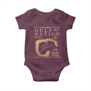 Gulf Of Mexico ESTD 1672 Baby Onesie Vintage Map TS11 Maroon Print Your Wear