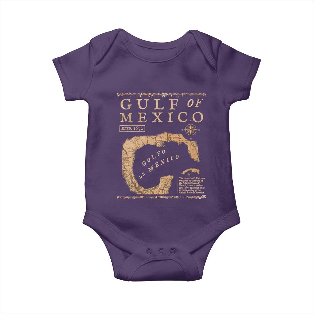 Gulf Of Mexico ESTD 1672 Baby Onesie Vintage Map TS11 Purple Print Your Wear