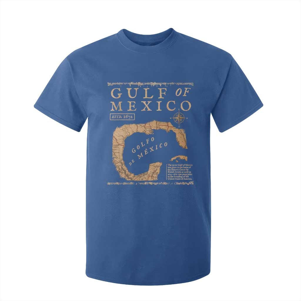 Gulf Of Mexico ESTD 1672 T Shirt For Kid Vintage Map TS11 Royal Blue Print Your Wear