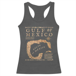 Gulf Of Mexico ESTD 1672 Racerback Tank Top Vintage Map TS11 Dark Heather Print Your Wear