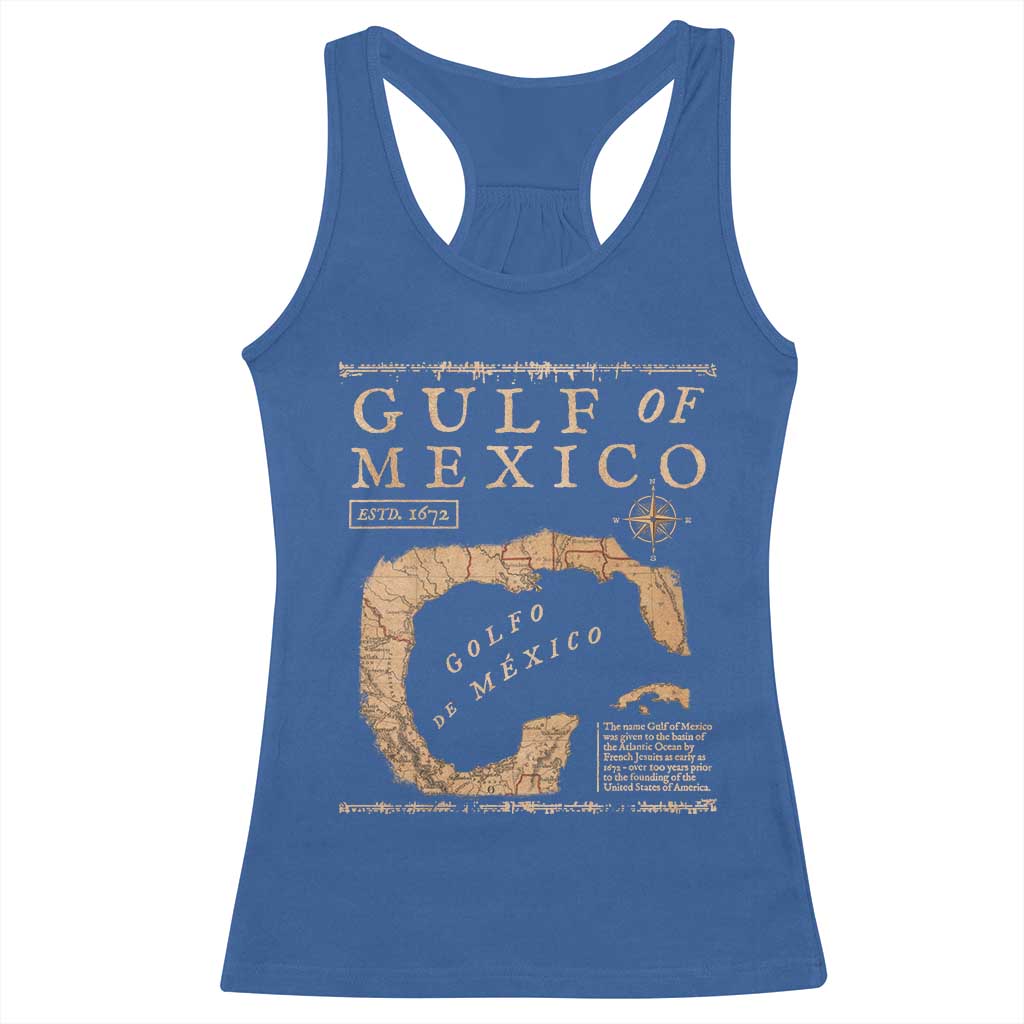 Gulf Of Mexico ESTD 1672 Racerback Tank Top Vintage Map TS11 Royal Blue Print Your Wear