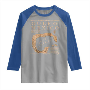 Gulf Of Mexico ESTD 1672 Raglan Shirt Vintage Map TS11 Sport Gray Royal Print Your Wear
