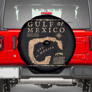 Gulf Of Mexico ESTD 1672 Spare Tire Cover Vintage Map TS11 Black Print Your Wear