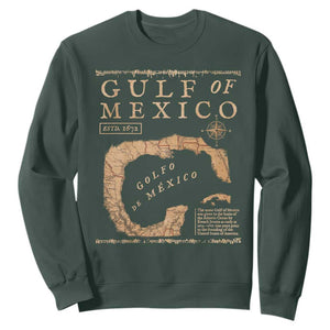 Gulf Of Mexico ESTD 1672 Sweatshirt Vintage Map TS11 Dark Forest Green Print Your Wear