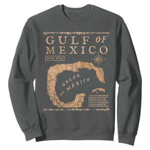 Gulf Of Mexico ESTD 1672 Sweatshirt Vintage Map TS11 Dark Heather Print Your Wear
